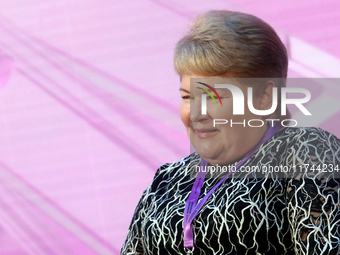 Olha Krymova, the starosta of Pokrovske Village Council, attends the Eighth Ukrainian Women's Congress in Kyiv, Ukraine, on November 5, 2024...