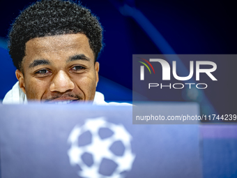 PSV Eindhoven midfielder Malik Tillman speaks during the press conference after the match between PSV and Girona at the Philips Stadium for...