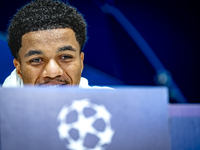 PSV Eindhoven midfielder Malik Tillman speaks during the press conference after the match between PSV and Girona at the Philips Stadium for...