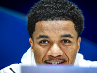 PSV Eindhoven midfielder Malik Tillman speaks during the press conference after the match between PSV and Girona at the Philips Stadium for...