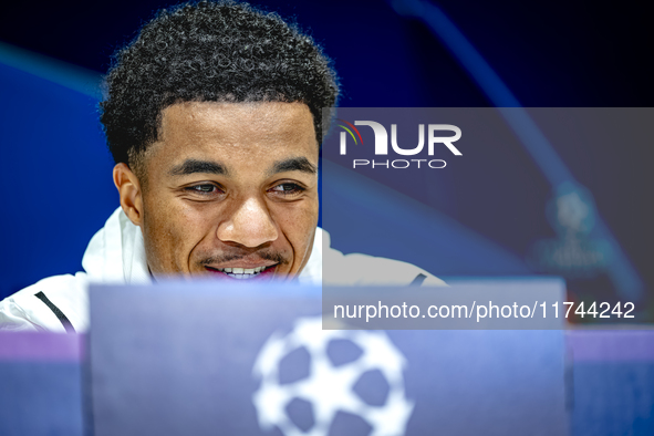 PSV Eindhoven midfielder Malik Tillman speaks during the press conference after the match between PSV and Girona at the Philips Stadium for...