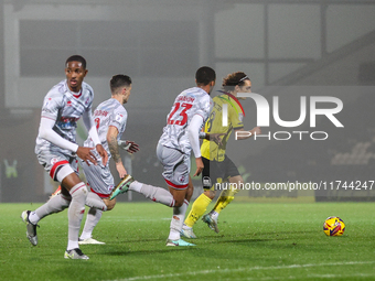 Number 8, Charlie Webster of Burton Albion, tries to find space for an attacking run during the Sky Bet League 1 match between Burton Albion...