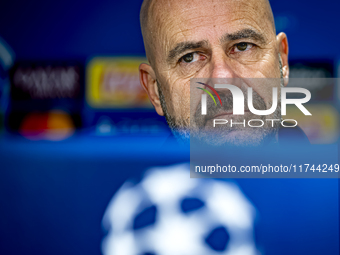 PSV Eindhoven trainer Peter Bosz speaks during the press conference after the match between PSV and Girona at the Philips Stadium for the UE...