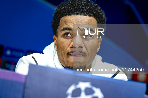 PSV Eindhoven midfielder Malik Tillman speaks during the press conference after the match between PSV and Girona at the Philips Stadium for...