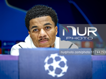 PSV Eindhoven midfielder Malik Tillman speaks during the press conference after the match between PSV and Girona at the Philips Stadium for...