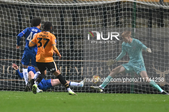 Amaru Kaunda (37 Cambridge United) shoots and scores 1-0 during the EFL Trophy match between Cambridge United and Chelsea Under 21s at the C...