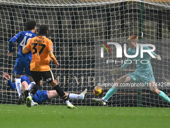 Amaru Kaunda (37 Cambridge United) shoots and scores 1-0 during the EFL Trophy match between Cambridge United and Chelsea Under 21s at the C...