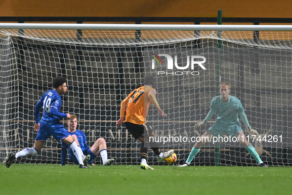 Amaru Kaunda (37 Cambridge United) shoots and scores 1-0 during the EFL Trophy match between Cambridge United and Chelsea Under 21s at the C...