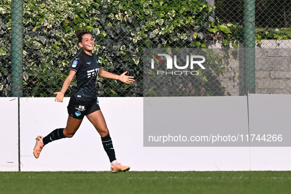 Sofia Colombo of S.S. Lazio celebrates after scoring the goal to make it 3-0 during the round of 16 of Coppa Italia Femminile between S.S. L...