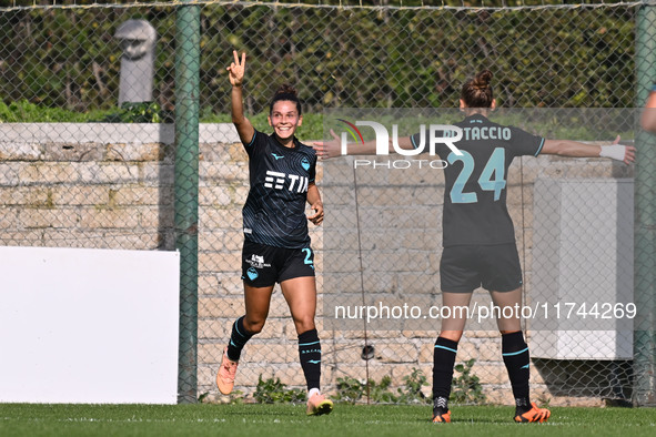 Sofia Colombo of S.S. Lazio celebrates after scoring the goal to make it 3-0 during the round of 16 of Coppa Italia Femminile between S.S. L...