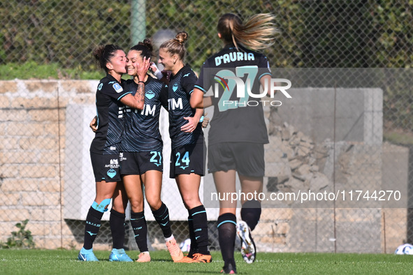 Sofia Colombo of S.S. Lazio celebrates after scoring the goal to make it 3-0 during the round of 16 of Coppa Italia Femminile between S.S. L...