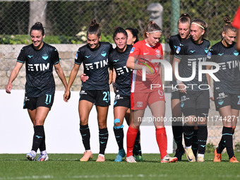 Sofia Colombo of S.S. Lazio celebrates after scoring the goal to make it 3-0 during the round of 16 of Coppa Italia Femminile between S.S. L...