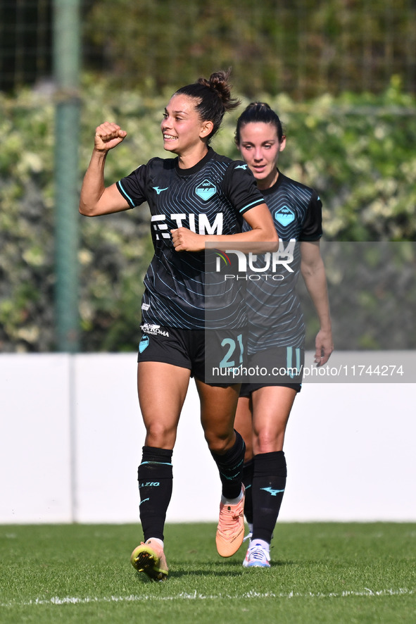 Sofia Colombo of S.S. Lazio celebrates after scoring the goal to make it 3-0 during the round of 16 of Coppa Italia Femminile between S.S. L...