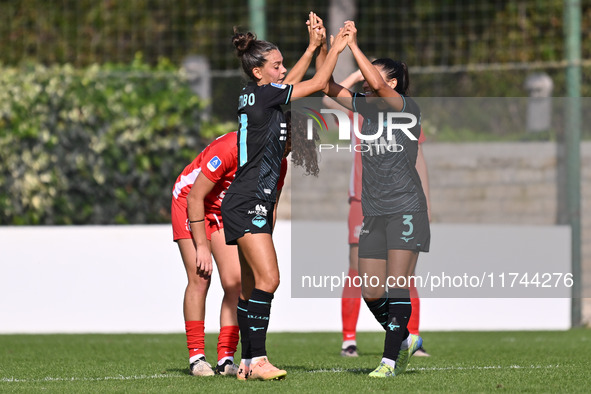 Sofia Colombo of S.S. Lazio celebrates after scoring the goal to make it 3-0 during the round of 16 of Coppa Italia Femminile between S.S. L...