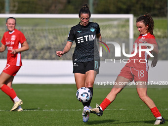 Clarisse Le Bihan of S.S. Lazio and Alma Hilaj of F.C. Como Women participate in the round of 16 of Coppa Italia Femminile between S.S. Lazi...