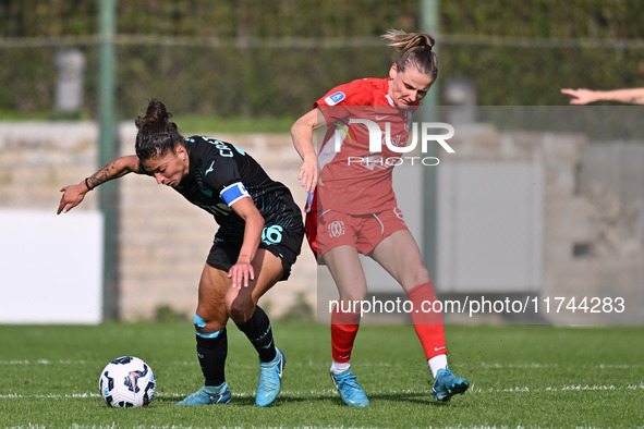 Antonietta Castiello of S.S. Lazio and Dominika Skorvankova of F.C. Como Women participate in the round of 16 of Coppa Italia Femminile betw...