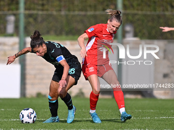 Antonietta Castiello of S.S. Lazio and Dominika Skorvankova of F.C. Como Women participate in the round of 16 of Coppa Italia Femminile betw...