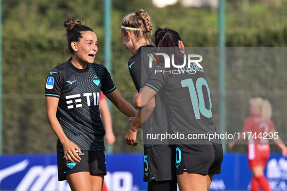 Zsanett Kajan of S.S. Lazio scores the 4-0 goal during the round of 16 of Coppa Italia Femminile between S.S. Lazio and F.C. Como at the Mir...