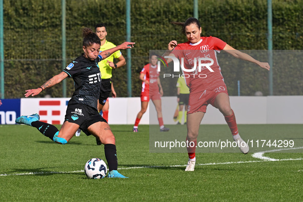 Antonietta Castiello of S.S. Lazio and Liucija Vaitukaityte of F.C. Como Women participate in the round of 16 of Coppa Italia Femminile betw...