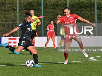 Antonietta Castiello of S.S. Lazio and Liucija Vaitukaityte of F.C. Como Women participate in the round of 16 of Coppa Italia Femminile betw...