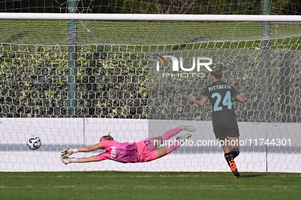 Kerttu Karresmaa of S.S. Lazio suffers as Miriam Picchi of F.C. Como Women scores the goal to make it 4-1 during the round of 16 of Coppa It...