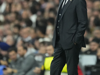 Carlo Ancelotti head coach of Real Madrid reacts during the UEFA Champions League 2024/25 League Phase MD4 match between Real Madrid C.F. an...