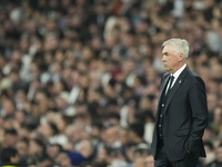 Carlo Ancelotti head coach of Real Madrid reacts during the UEFA Champions League 2024/25 League Phase MD4 match between Real Madrid C.F. an...