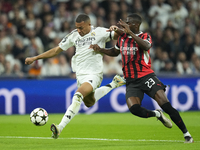 Kylian Mbappe centre-forward of Real Madrid and France and Fikayo Tomori centre-back of AC Milan and England during the UEFA Champions Leagu...