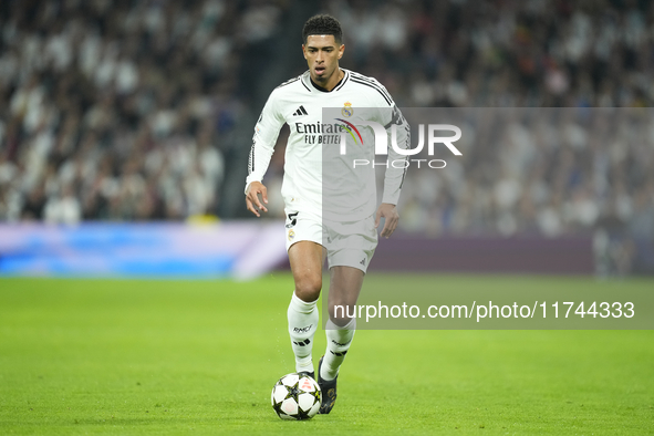 Jude Bellingham central midfield of Real Madrid and England during the UEFA Champions League 2024/25 League Phase MD4 match between Real Mad...