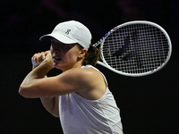 RIYADH, SAUDI ARABIA - NOVEMBER 05: Iga Swiatek of Poland during her match against Coco Gauff of USA, on day 4 of the 2024 WTA Finals, part...