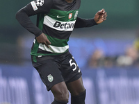 Geovany Quenda of Sporting CP is in action during the UEFA Champions League match between Sporting CP and Manchester City at Jose Alvalade S...