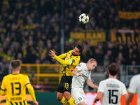 Emre Can of Borussia Dortmund  heads during the Champions League Round 4 match between Borussia Dortmund v SK Sturm Graz at the Signal Luna...