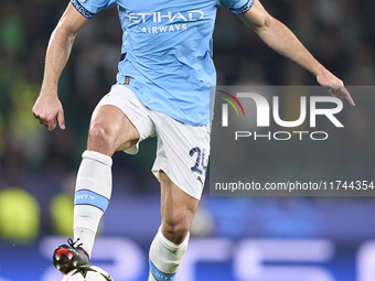 Josko Gvardiol of Manchester City is in action during the UEFA Champions League match between Sporting CP and Manchester City at Jose Alvala...