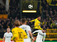 Felix Nmecha of Borussia Dortmund  heads during the Champions League Round 4 match between Borussia Dortmund v SK Sturm Graz at the Signal L...