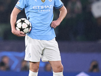 Erling Haaland of Manchester City reacts after Viktor Gyokeres of Sporting CP scores his team's first goal during the UEFA Champions League...