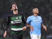 Francisco Trincao of Sporting CP reacts during the UEFA Champions League match between Sporting CP and Manchester City at Jose Alvalade Stad...