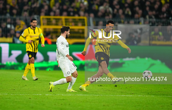 Felix Nmecha of Borussia Dortmund  controls the ball during the Champions League Round 4 match between Borussia Dortmund v SK Sturm Graz at...