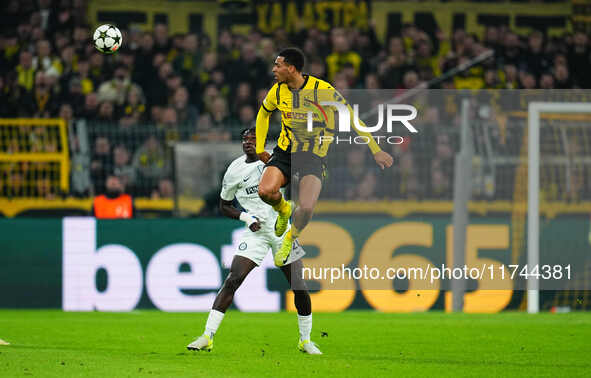 Felix Nmecha of Borussia Dortmund  controls the ball during the Champions League Round 4 match between Borussia Dortmund v SK Sturm Graz at...