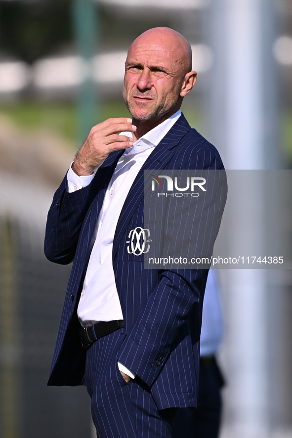 Stefano Sottili coaches F.C. Como Women during the round of 16 of Coppa Italia Femminile between S.S. Lazio and F.C. Como at the Mirko Fersi...