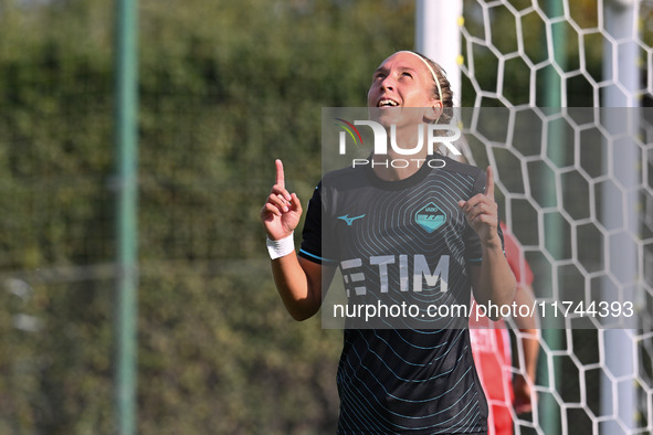 Zsanett Kajan of S.S. Lazio celebrates after scoring the goal of 5-1 during the round of 16 of Coppa Italia Femminile between S.S. Lazio and...