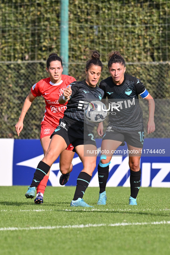 Flaminia Simonetti of S.S. Lazio and Antonietta Castiello of S.S. Lazio participate in the round of 16 of the Coppa Italia Femminile between...