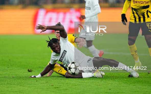 Seedy Jatta of SK Sturm Graz  controls the ball during the Champions League Round 4 match between Borussia Dortmund v SK Sturm Graz at the S...