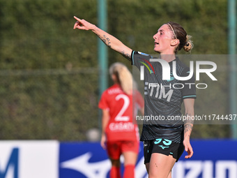 Noemi Visentin of S.S. Lazio celebrates after scoring the goal of 7-2 during the round of 16 of Coppa Italia Femminile between S.S. Lazio an...