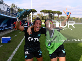 Flaminia Simonetti of S.S. Lazio and Giuseppina Moraca of S.S. Lazio celebrate the victory during the round of 16 of Coppa Italia Femminile...