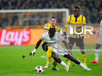 Seedy Jatta of SK Sturm Graz  controls the ball during the Champions League Round 4 match between Borussia Dortmund v SK Sturm Graz at the S...