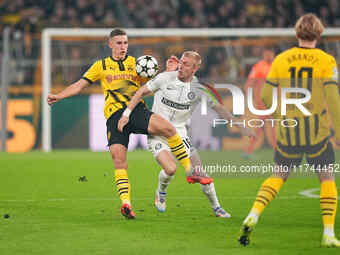 Nico Schlotterbeck of Borussia Dortmund  controls the ball during the Champions League Round 4 match between Borussia Dortmund v SK Sturm Gr...