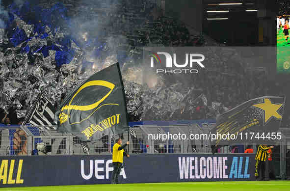  SK Sturm Graz fans  during the Champions League Round 4 match between Borussia Dortmund v SK Sturm Graz at the Signal Luna Park stadium, Do...