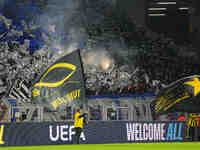  SK Sturm Graz fans  during the Champions League Round 4 match between Borussia Dortmund v SK Sturm Graz at the Signal Luna Park stadium, Do...