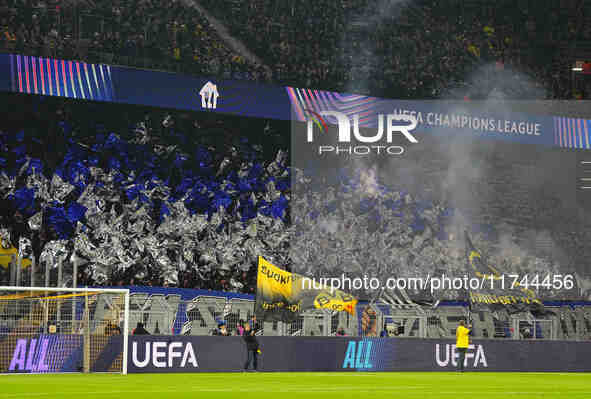  SK Sturm Graz fans  during the Champions League Round 4 match between Borussia Dortmund v SK Sturm Graz at the Signal Luna Park stadium, Do...