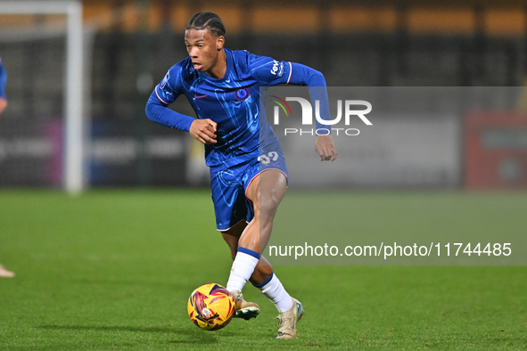 Ishe Samuels Smith (62 Chelsea) controls the ball during the EFL Trophy match between Cambridge United and Chelsea Under 21s at the Cledara...